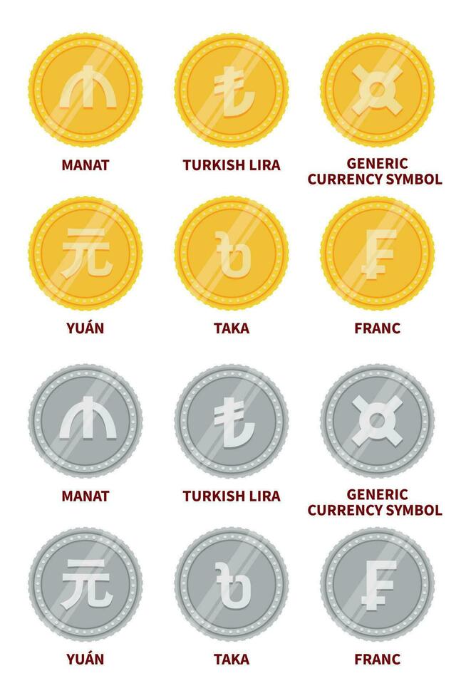 Set of vector currency icons and symbols