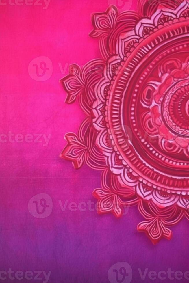 Fuchsia Crayola color background paper texture Rangoli pattern painting. photo