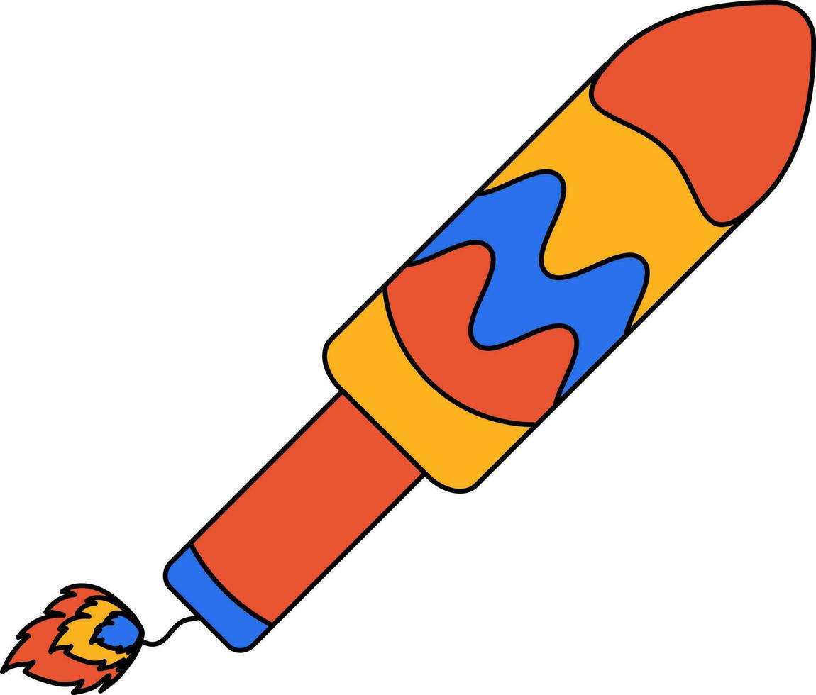 Colorful Burning Rocket Fireworks Icon. vector