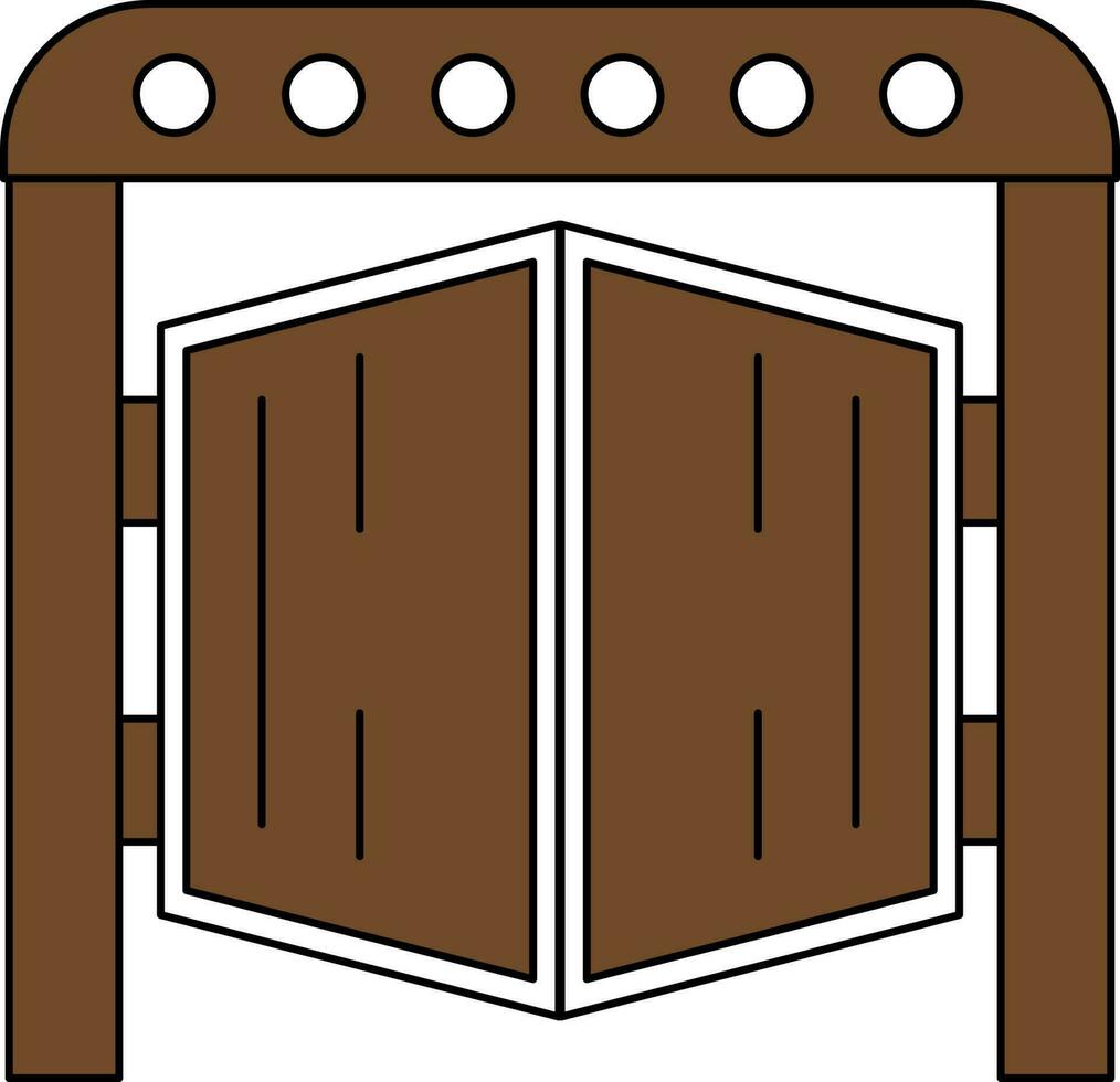 Stable Gate Icon In Brown And White Color. vector