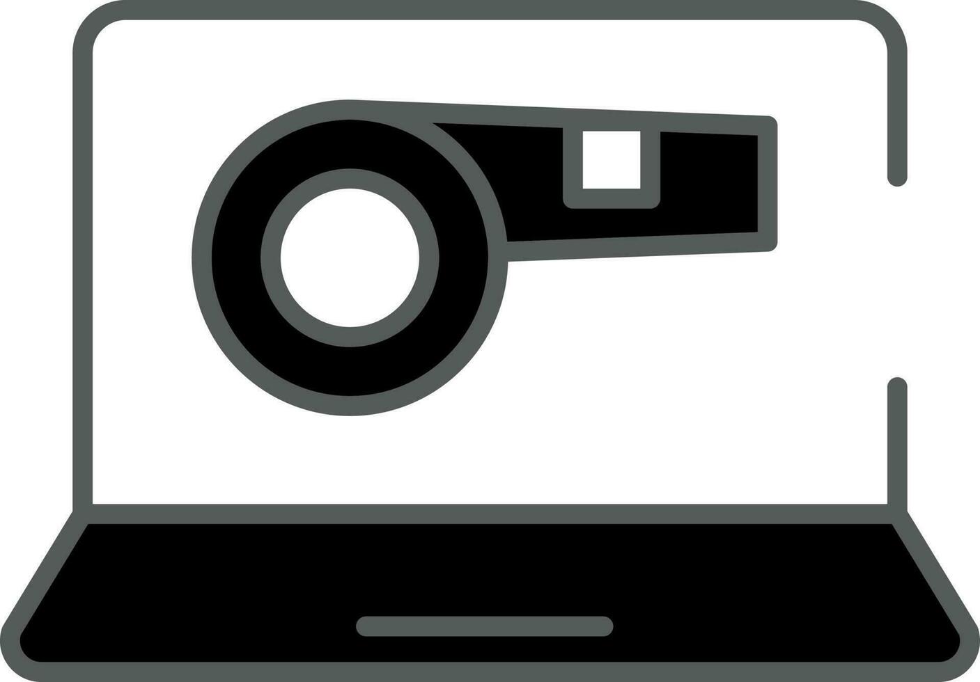 negro y blanco color silbar en ordenador portátil icono. vector