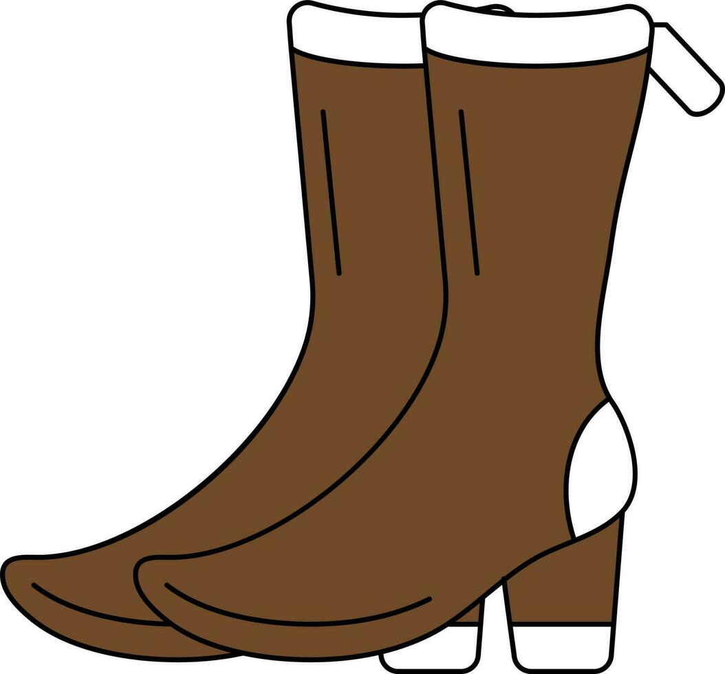 Boot Icon In Brown And White Color. vector