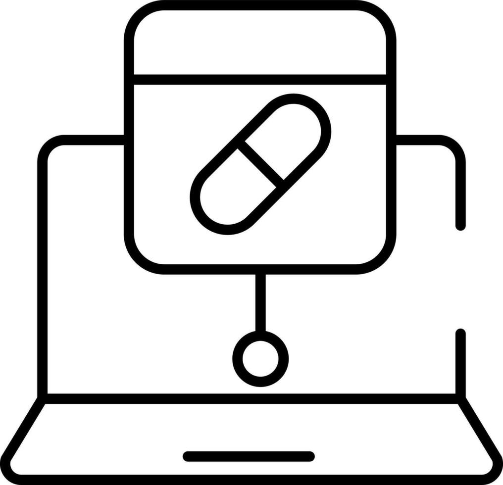 Flat Style Medical Prescription In Laptop Icon. vector