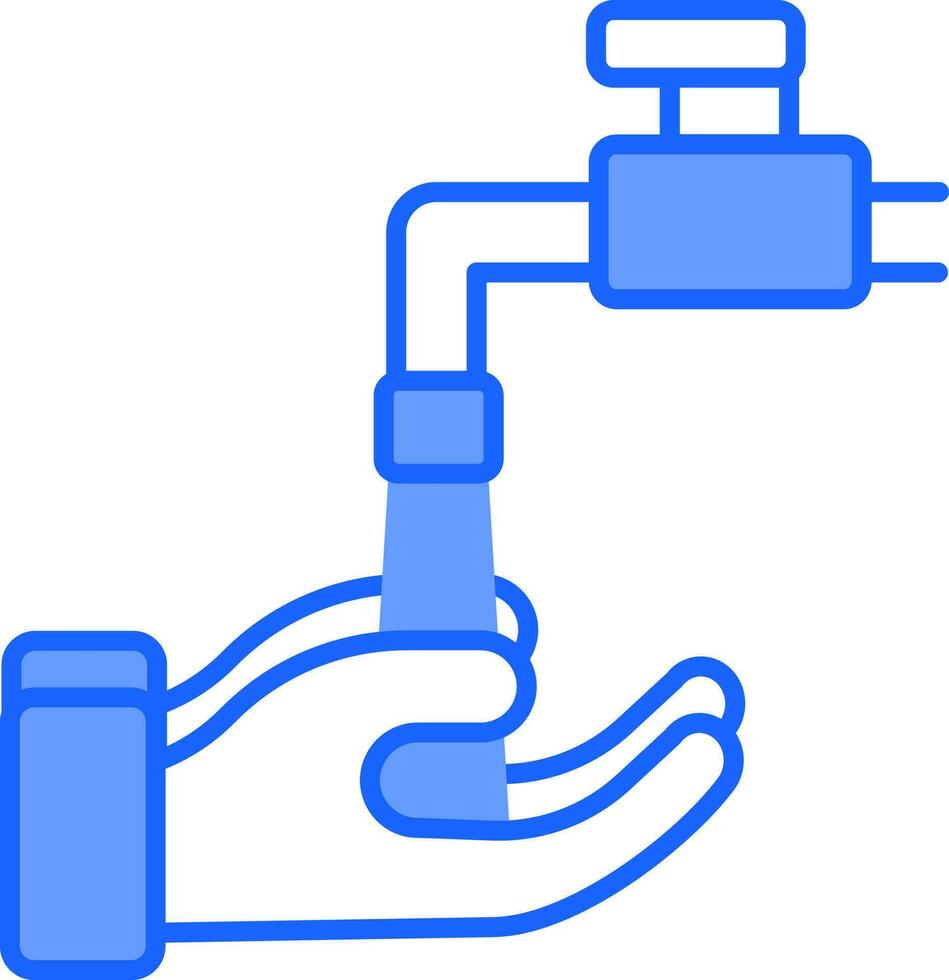 Hand Washing From Faucet Icon In Blue And White Color. vector