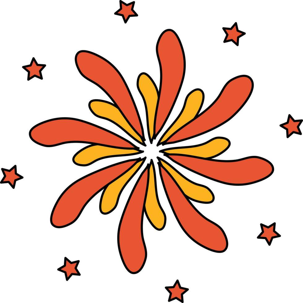 Fireworks Icon Or Symbol In Orange And Yellow Color. vector