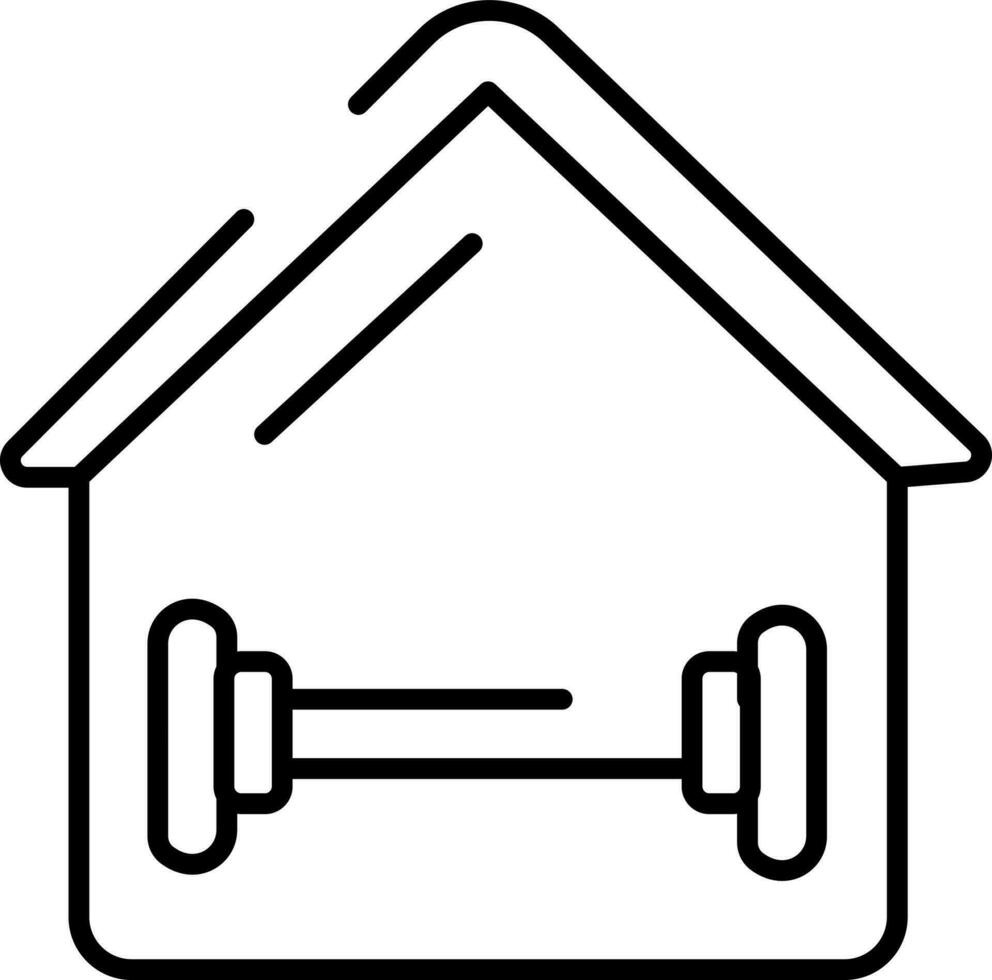 GYM Or Fitness Center Icon In Black Line Art. vector