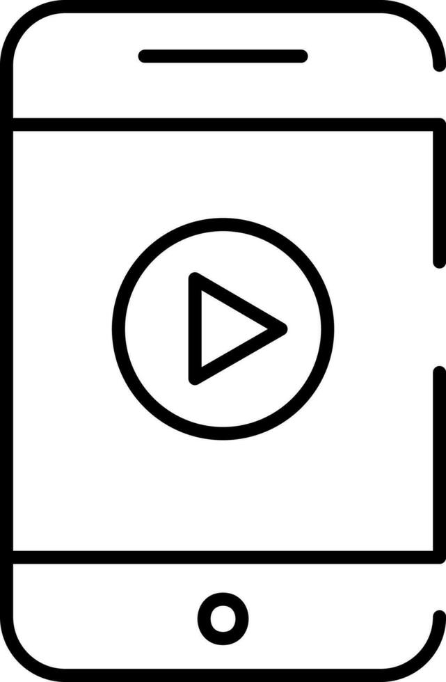 Linear Style Video Play In Smartphone Icon. vector