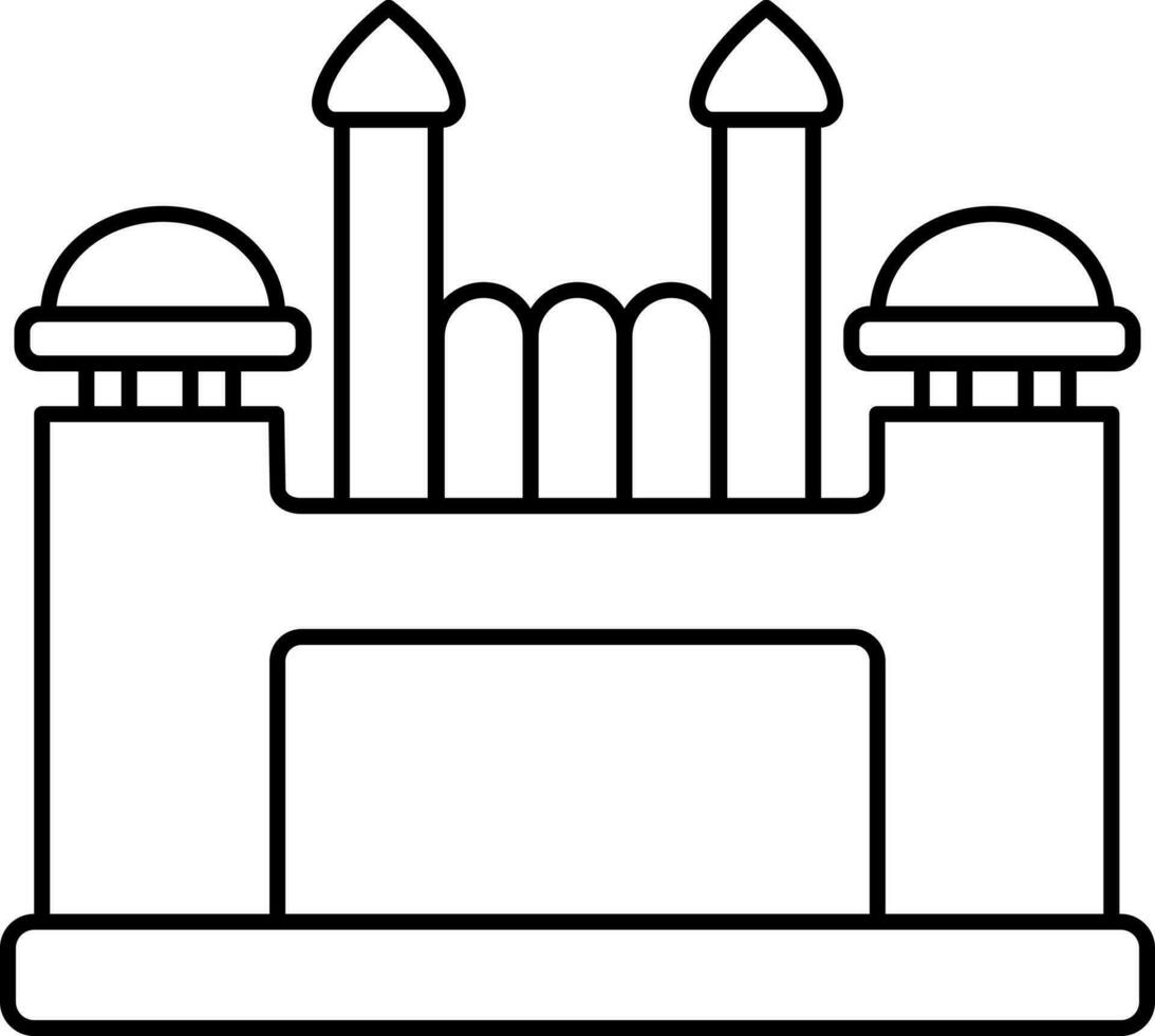 Red Fort Icon In Black Outline. vector