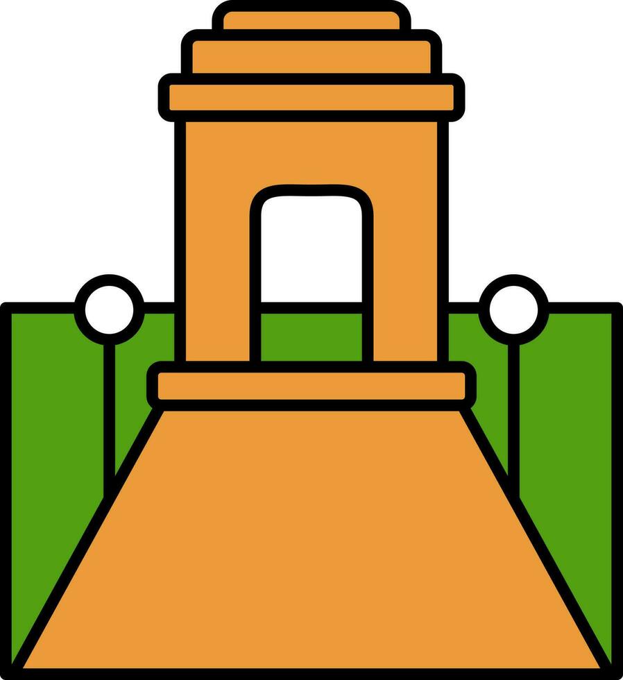 Rajpath Icon In Orange And Green Color. vector