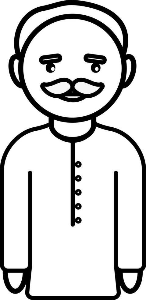 Indian Man Icon In Line Art. vector