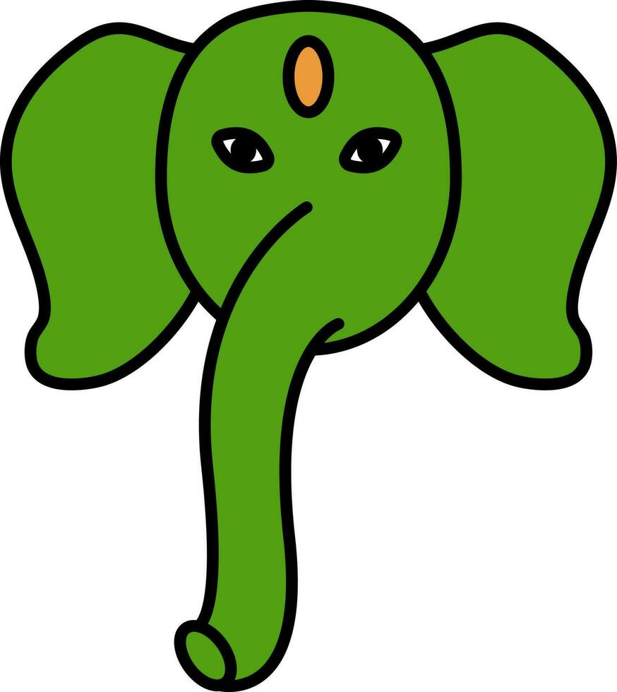 Ganesha Logo Icon In Green And Orange Color. vector