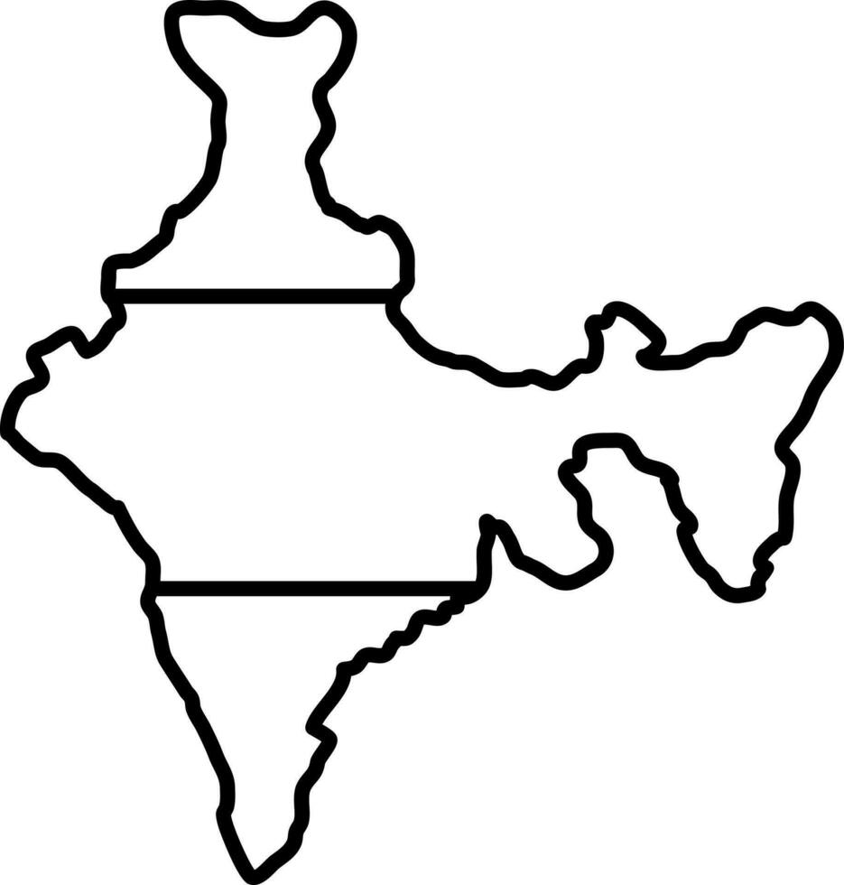 India mapa icono en negro línea Arte. vector