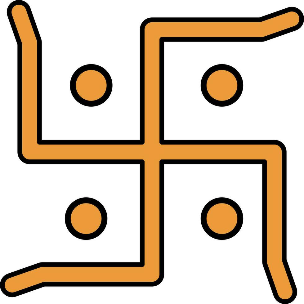 Swastik Icon In Orange Color. vector