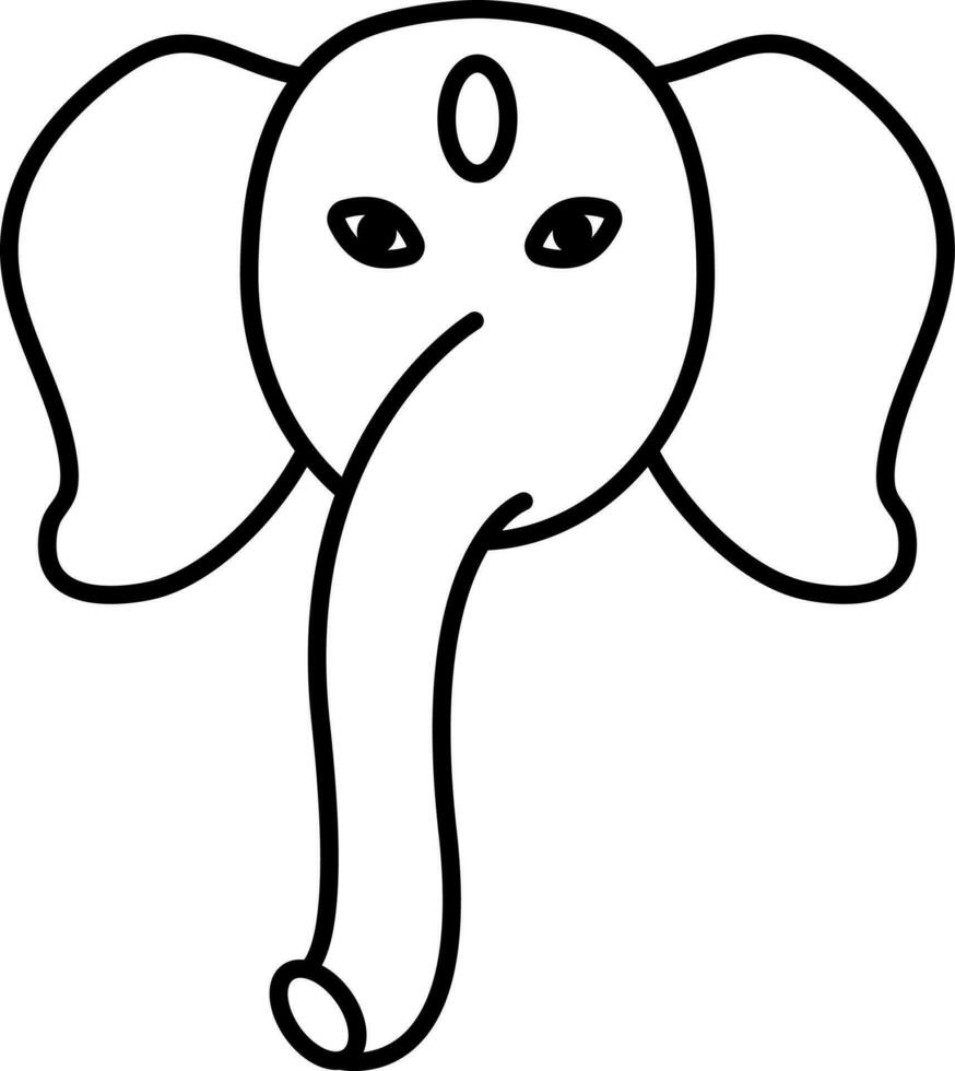 Ganesha Logo Icon In Black Outline. vector