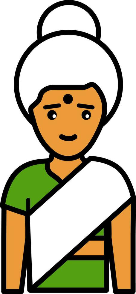 Colorful Indian Woman Icon In Flat Style. vector