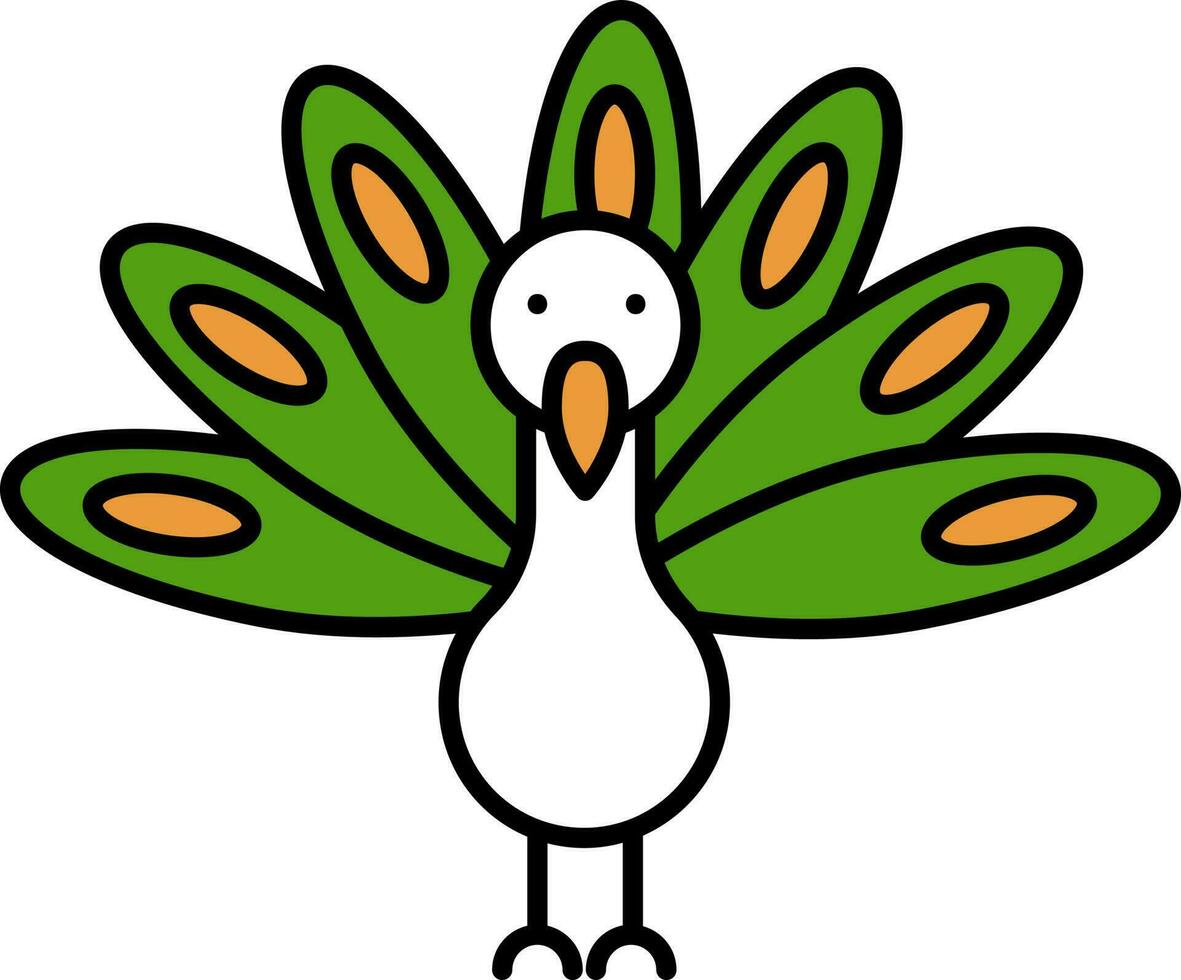 Tricolor Peacock Icon In Flat Style. vector