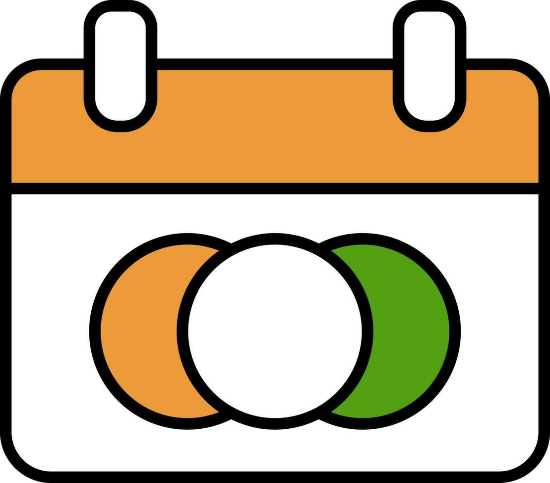 Tricolor Calendar Icon In Flat Style. vector