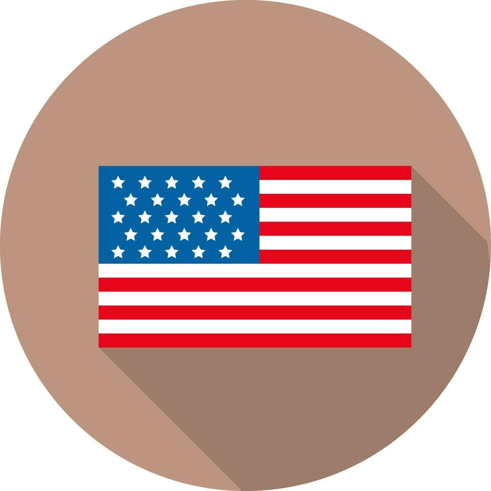 American Flag Badge Icon On Brown Background. vector