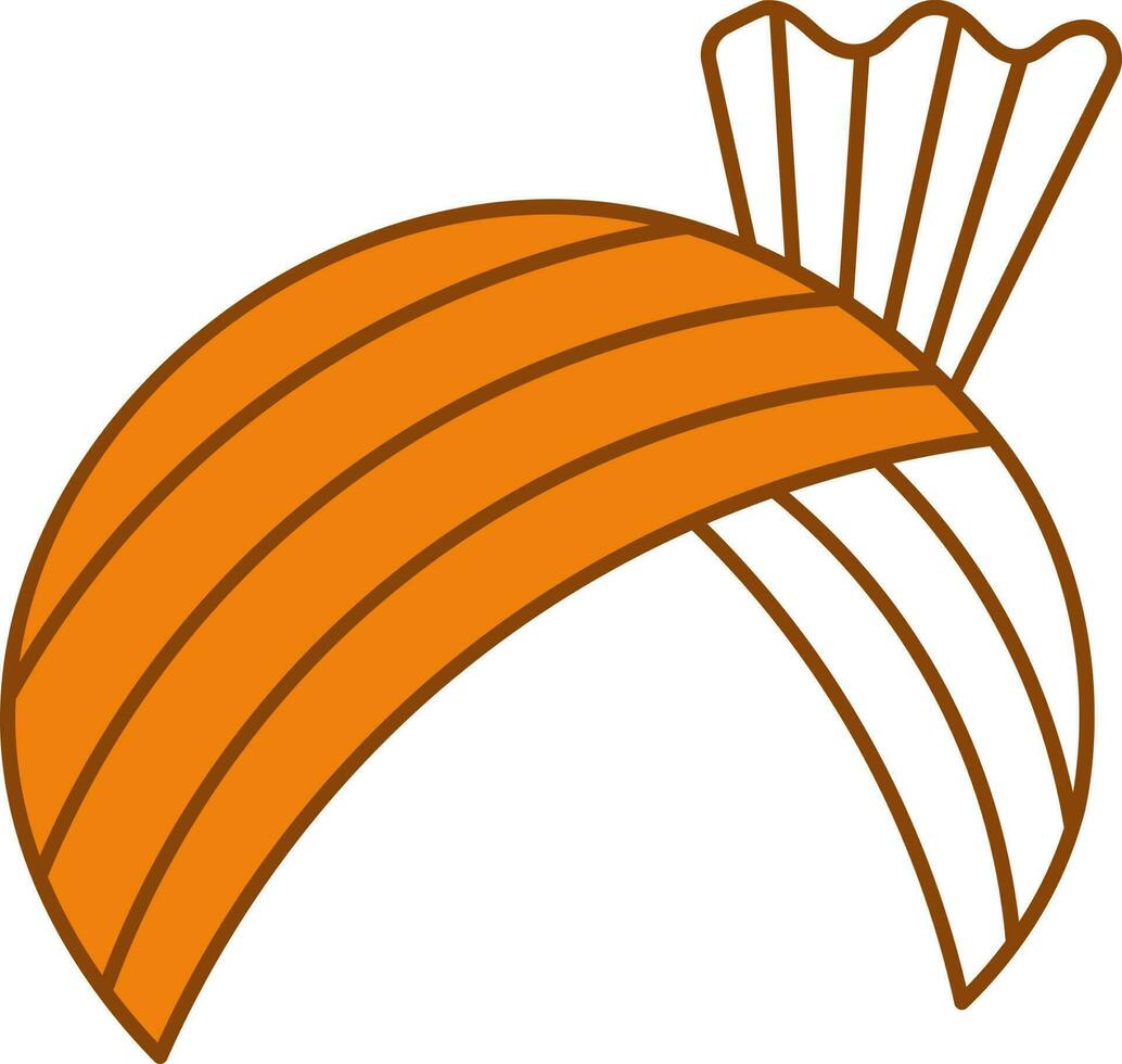 Turban Icon In Orange And White Color. vector