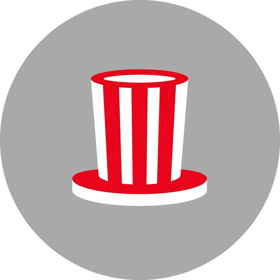 Striped Top Hat Icon In Red And White Color. vector