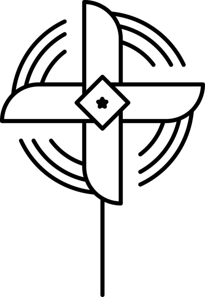 Pinwheel Icon In Black Outline. vector