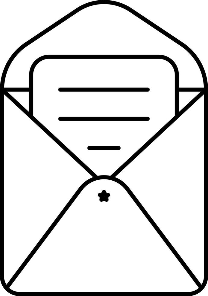 Open Envelope With Paper Icon In Line Art. vector