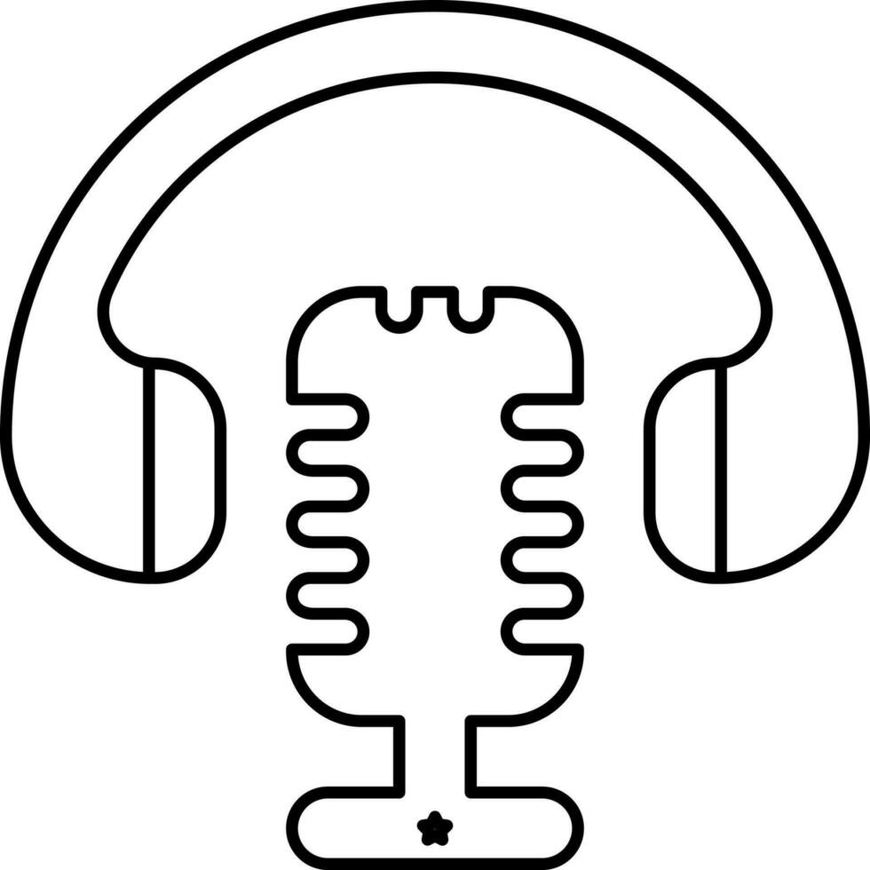 micrófono con auricular icono en línea Arte. vector