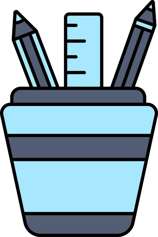 Pen Holder Icon In Blue Color. vector