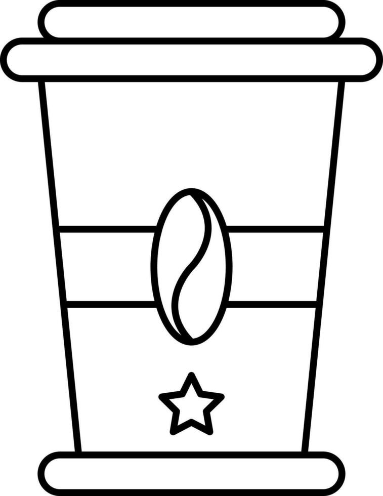 Disposable Coffee Cup Icon In Black Line Art. vector