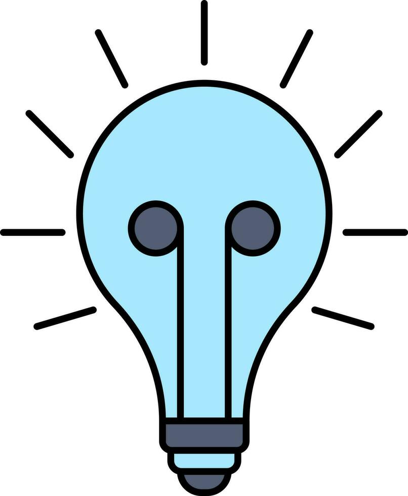 Light Bulb Icon In Blue Color. vector