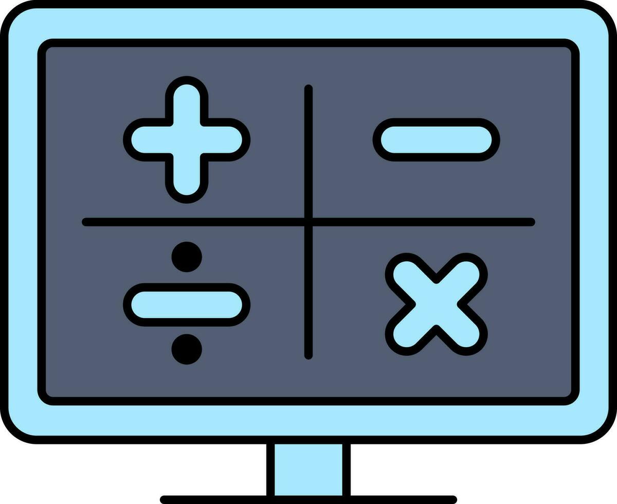 Flat Style Calculator Sign In Desktop Icon. vector