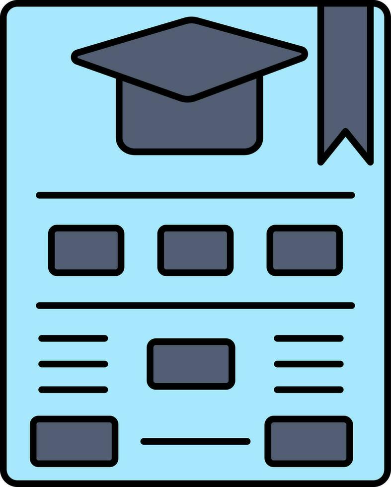 Graduation Certificate Icon In Blue Color. vector