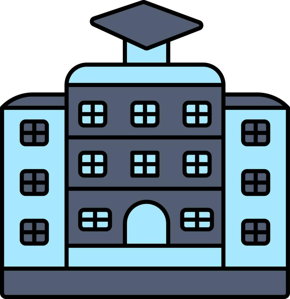 University Or College Building Icon In Blue Color. vector