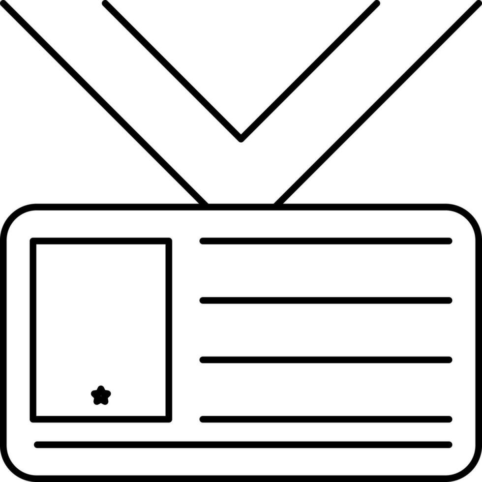 ID Card Icon In Black Line Art. vector