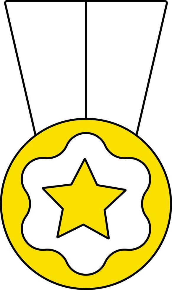 Illustration Of Medal Or Badge Icon In White And Yellow Color. vector
