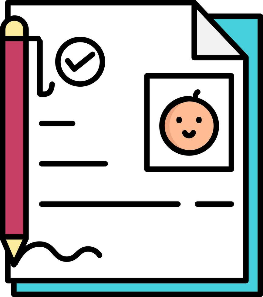 Child Adoption Paper Approve Icon In White And Blue Color. vector