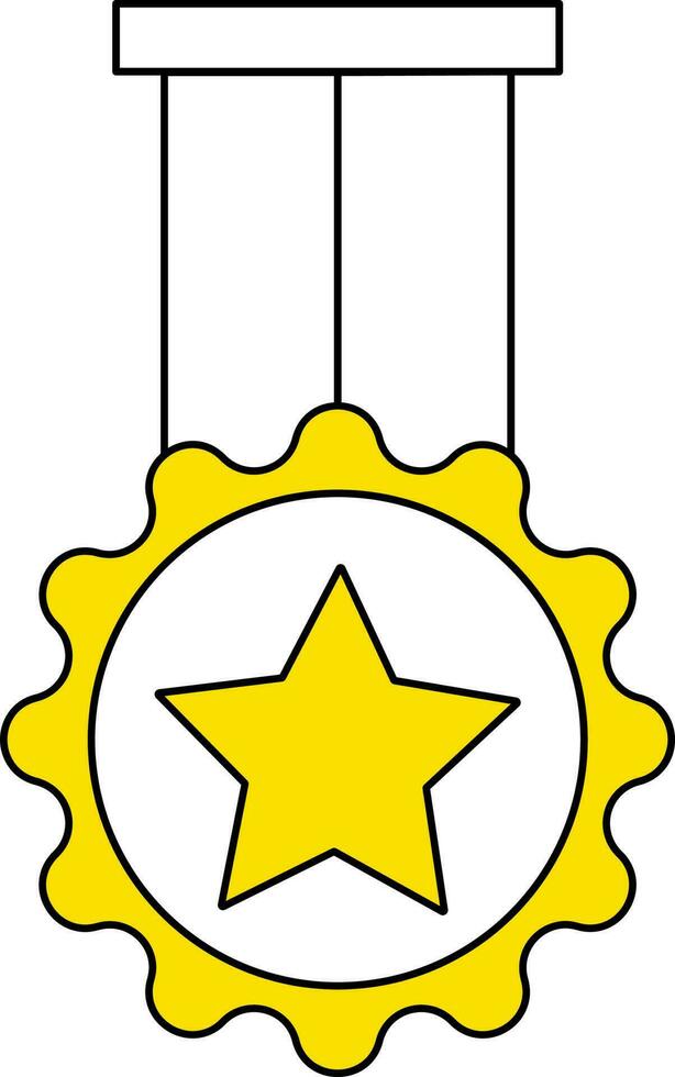 White And Yellow Medal Icon Or Symbol. vector