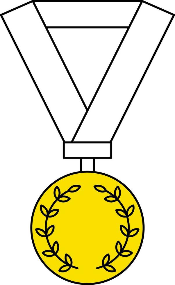 Medal Icon Or Symbol In White And Yellow Color. vector