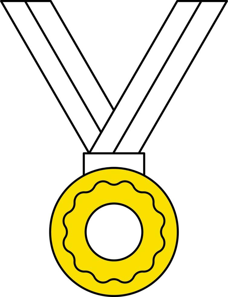 Medal Icon Or Symbol In White And Yellow Color. vector