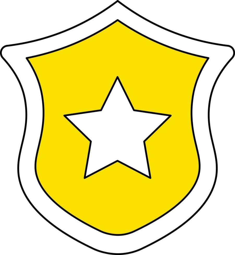 White And Yellow Star Shield Icon Or Symbol. vector