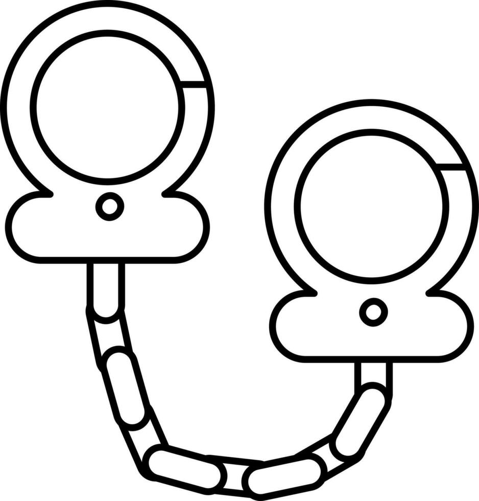 Handcuffs Icon In Black Line Art. vector