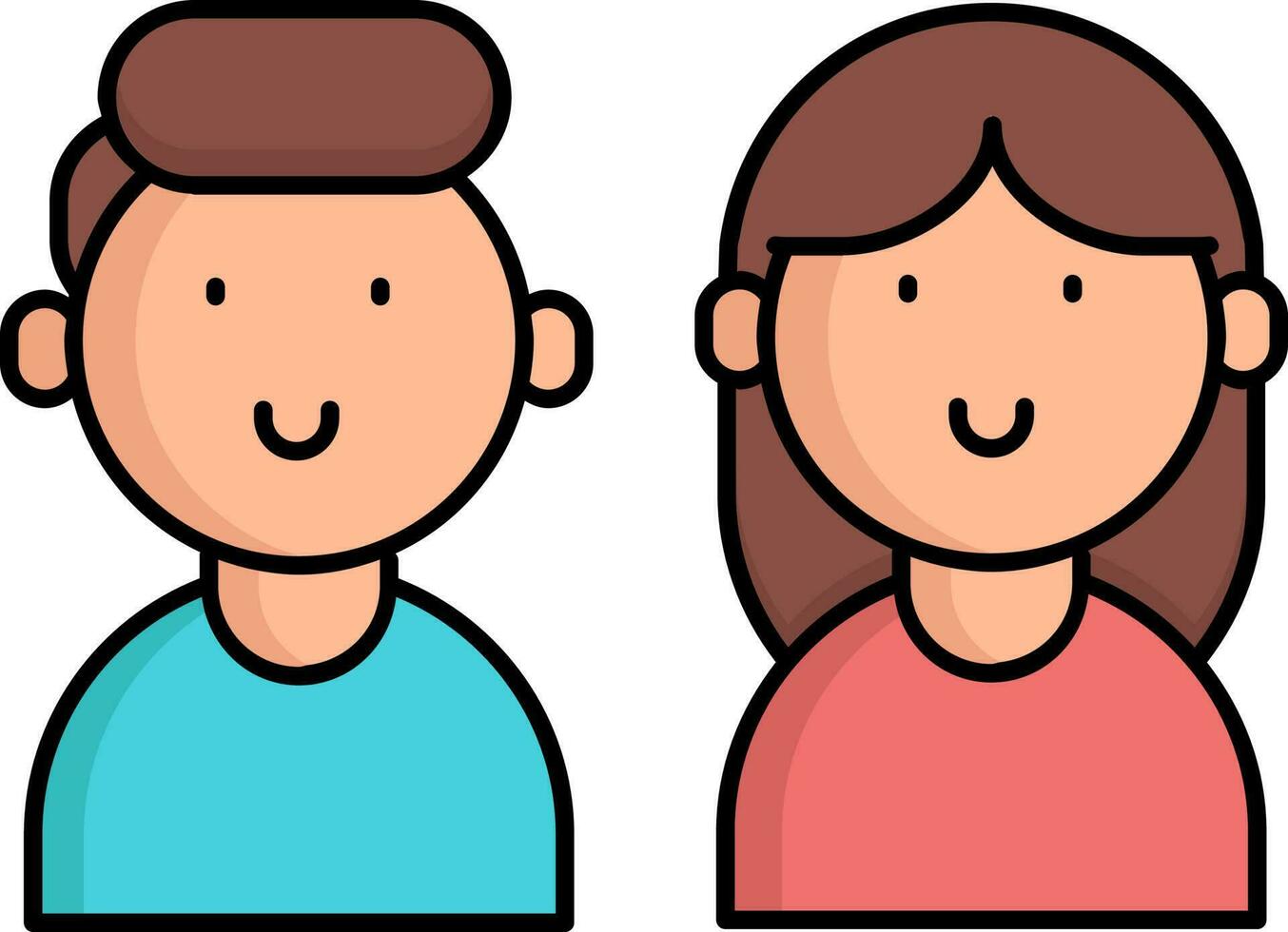 Young Boy And Girl Or Couple Icon In Flat Style. vector
