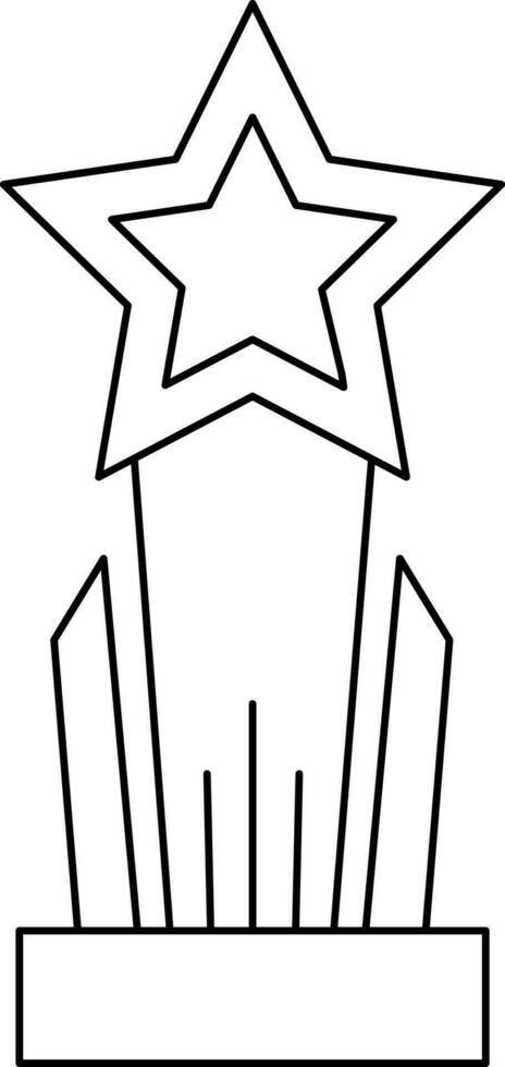 Stroke Style Star Shaped Trophy Icon. vector