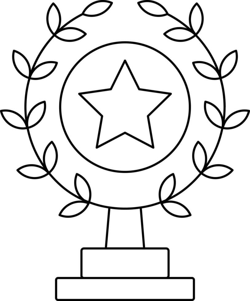 Wreath Trophy Icon Or Symbol In Thin Line Art. vector