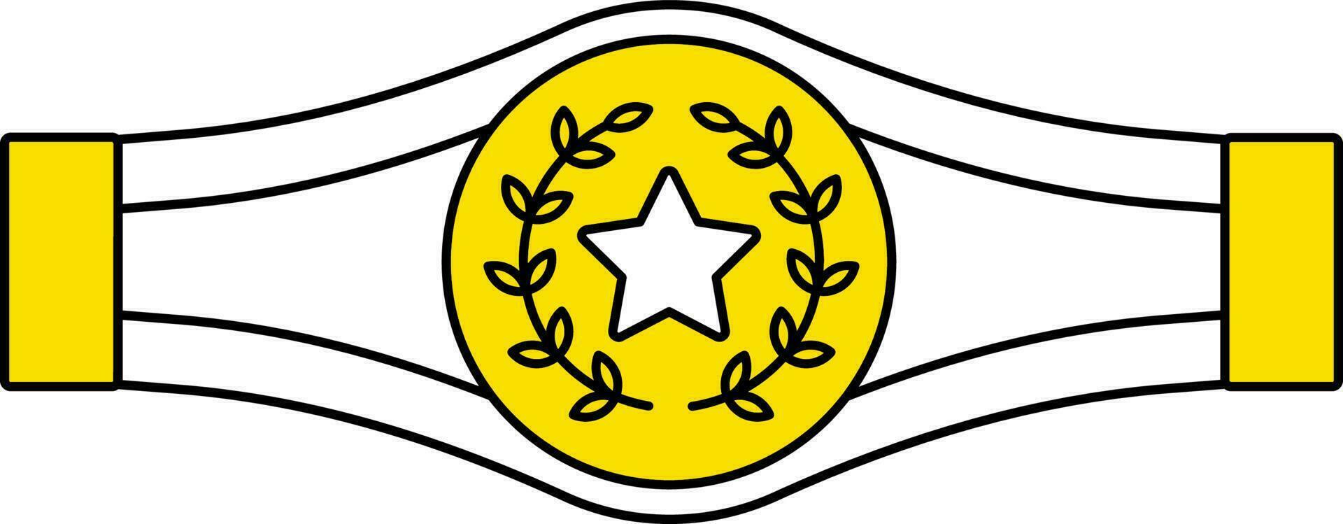 Award Or Champion Belt Icon In White And Yellow Color. vector