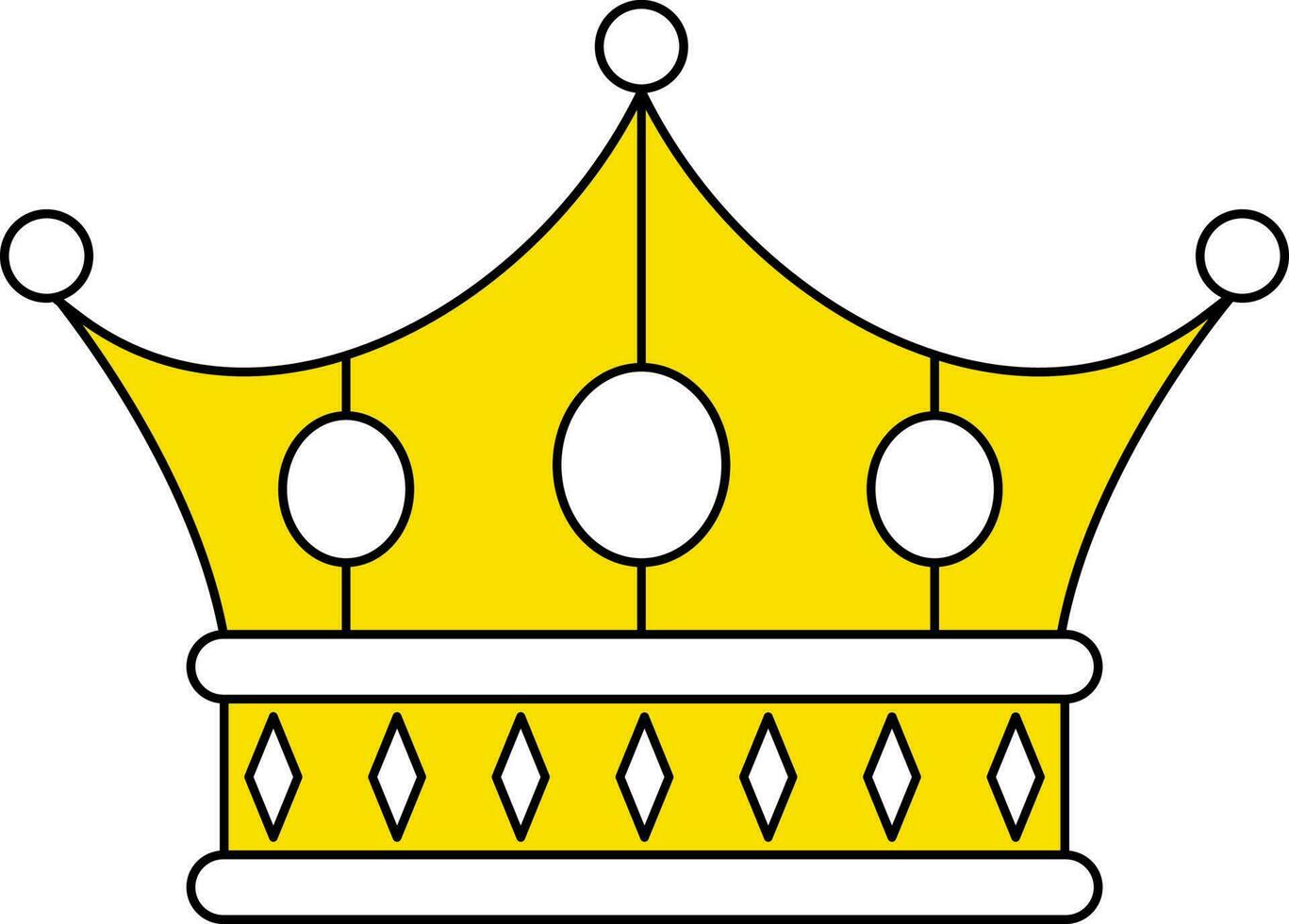 ilustración de corona icono en blanco y amarillo color. vector