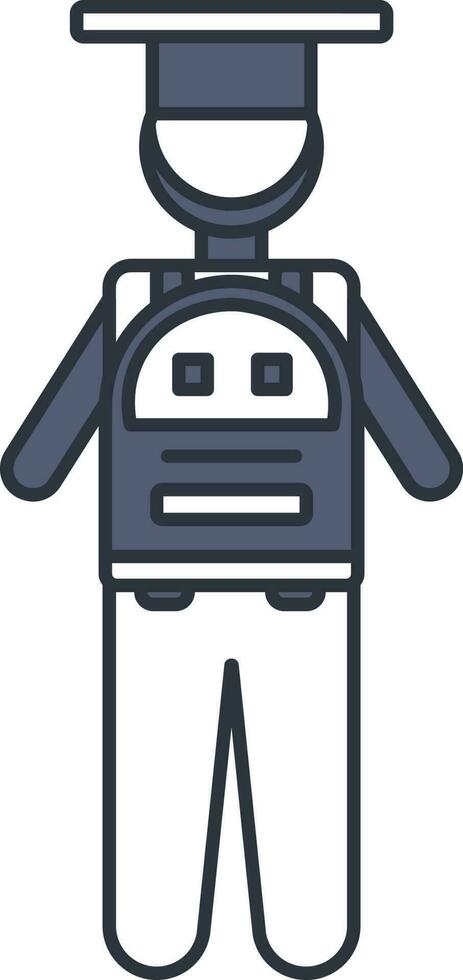 Graduate Student With Backpack Icon In Flat Style. vector