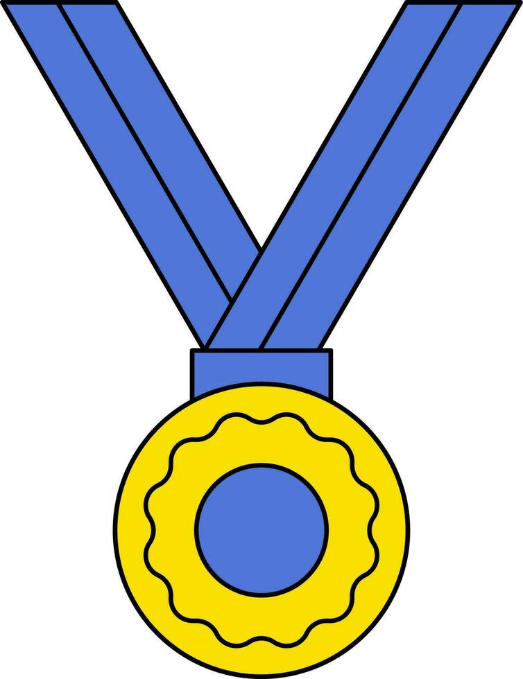 Medal Icon Or Symbol In Blue And Yellow Color. vector