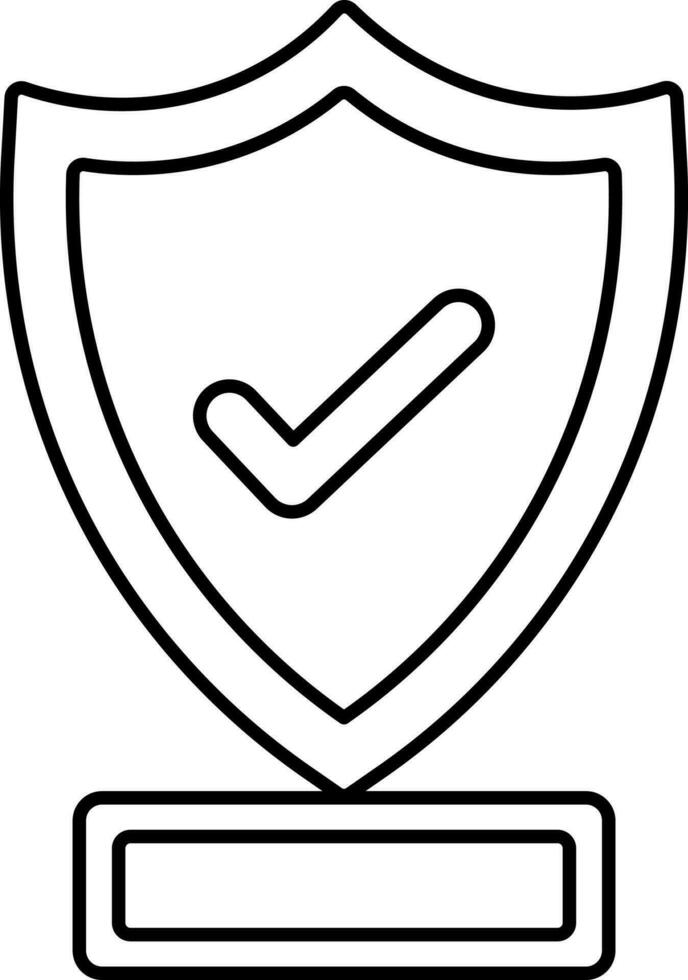 Approve Shield Trophy Icon In Line Art. vector