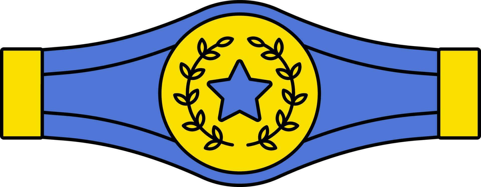 Award Or Champion Belt Icon In Blue And Yellow Color. vector